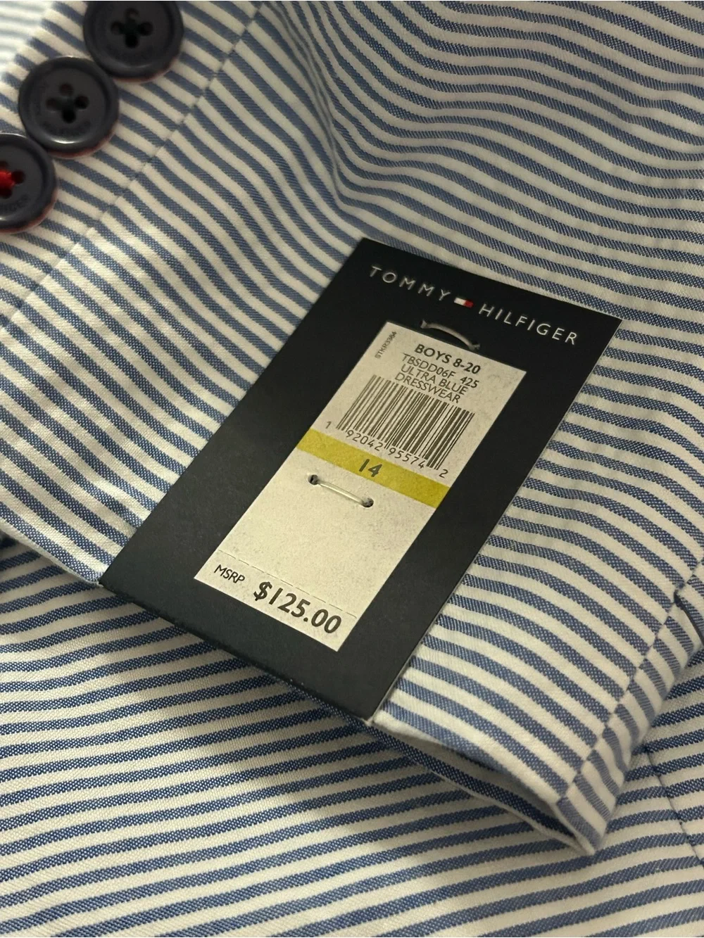 New Tommy Hilfiger Blue White Striped Seersucker Jacket Boys Size 14 NWT